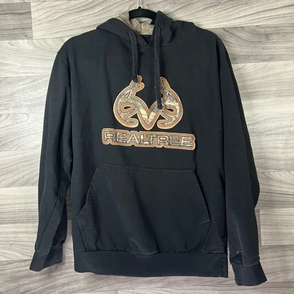 Realtree Hoodie Sweatshirt iBlack Pullover Long Sleeve Kangaroo Pockets Camo XL